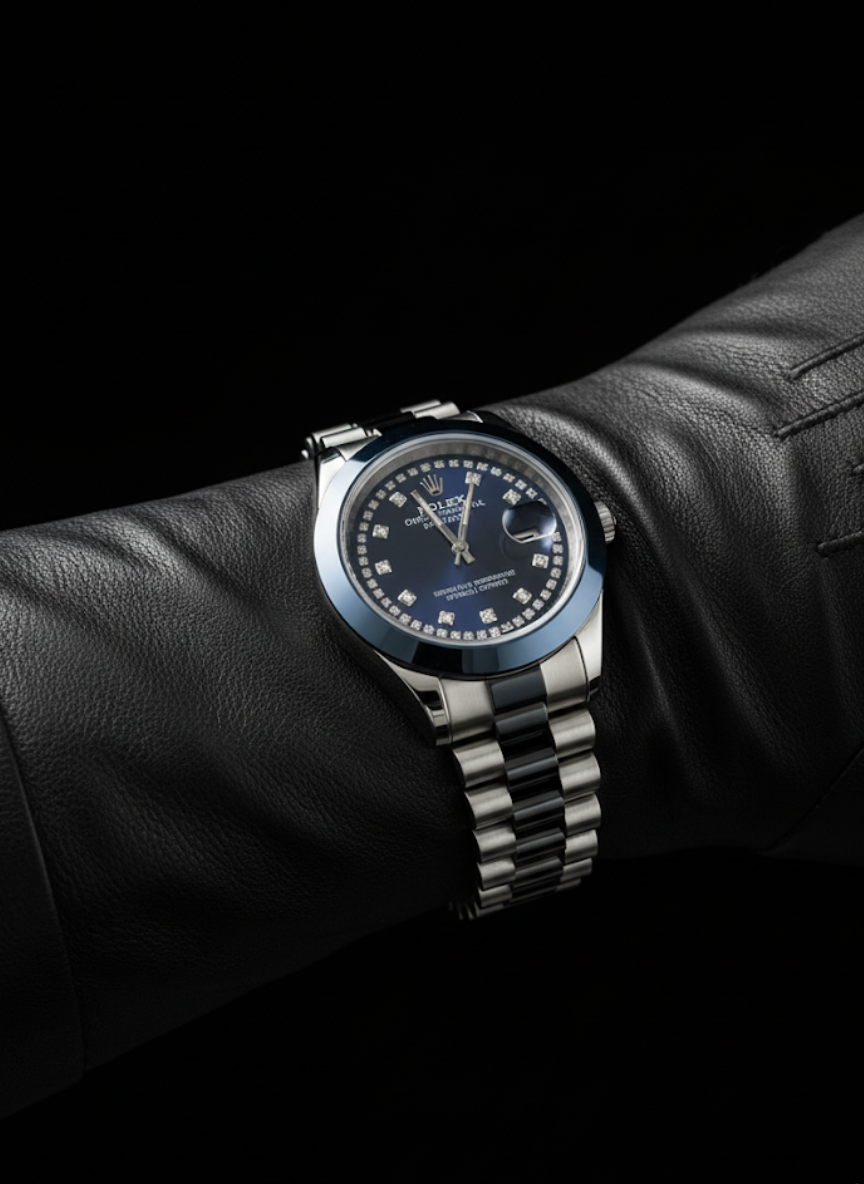 Distinguished ROLEX Oyster Perpetual Datejust - Blue Dial, Diamond Accents, Timeless Elegance