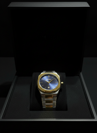 OURSLY Prestige Two-Tone Watch - Royal Blue Dial, Gold & Silver Elegance, Modern Precision