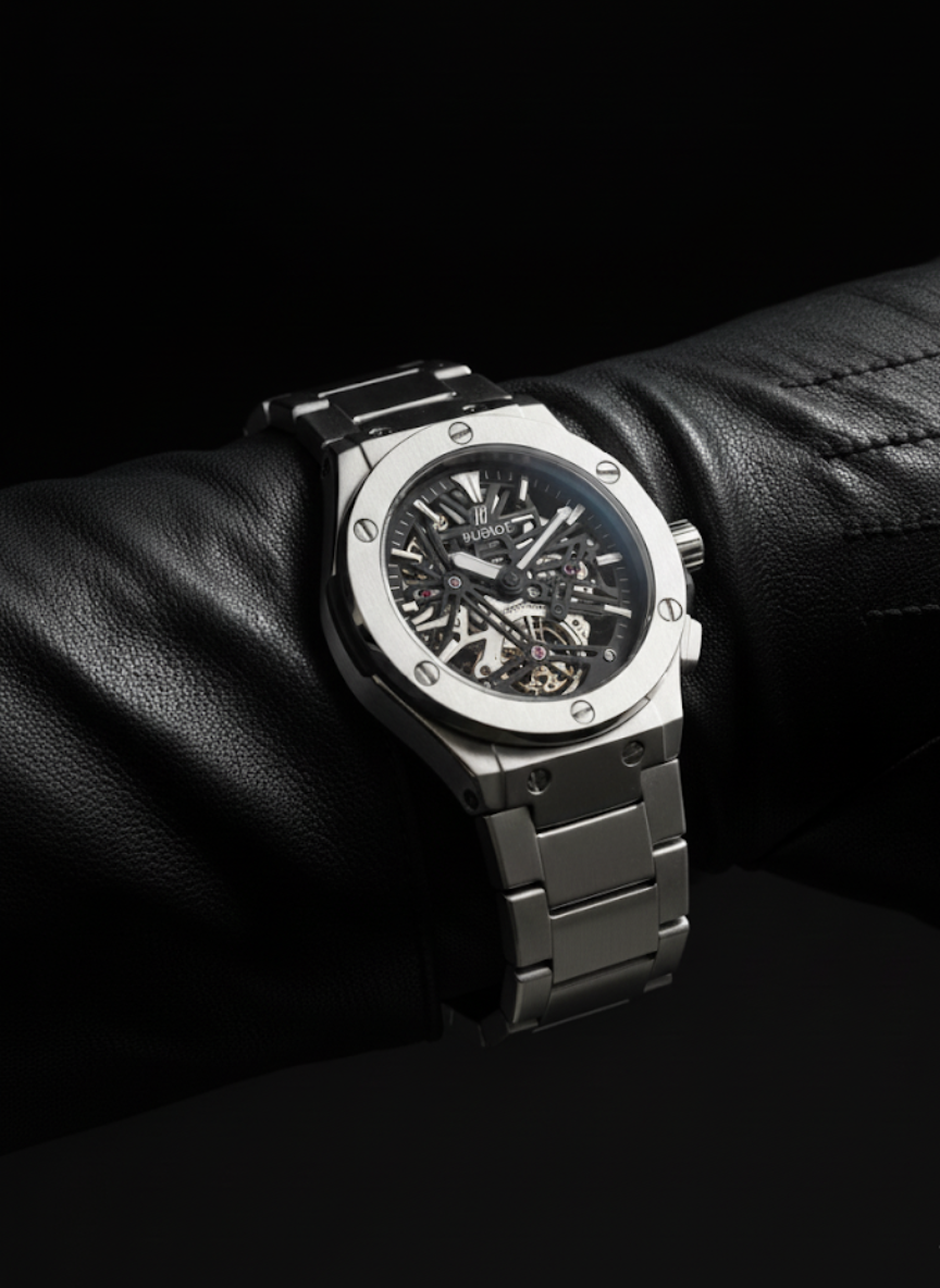 HUBIDOT Skeleton Automatic Watch - Mesmerizing Exposed Movement, Bold Industrial Design