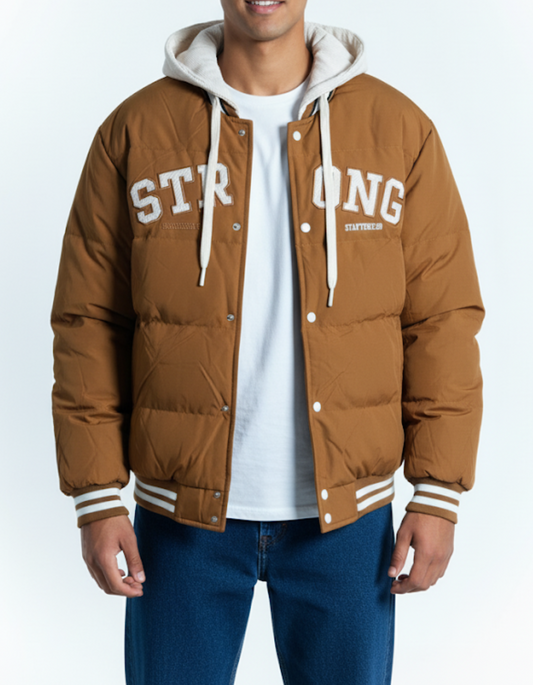 STAYING TRUE 'STRONG' Hooded Puffer Jacket