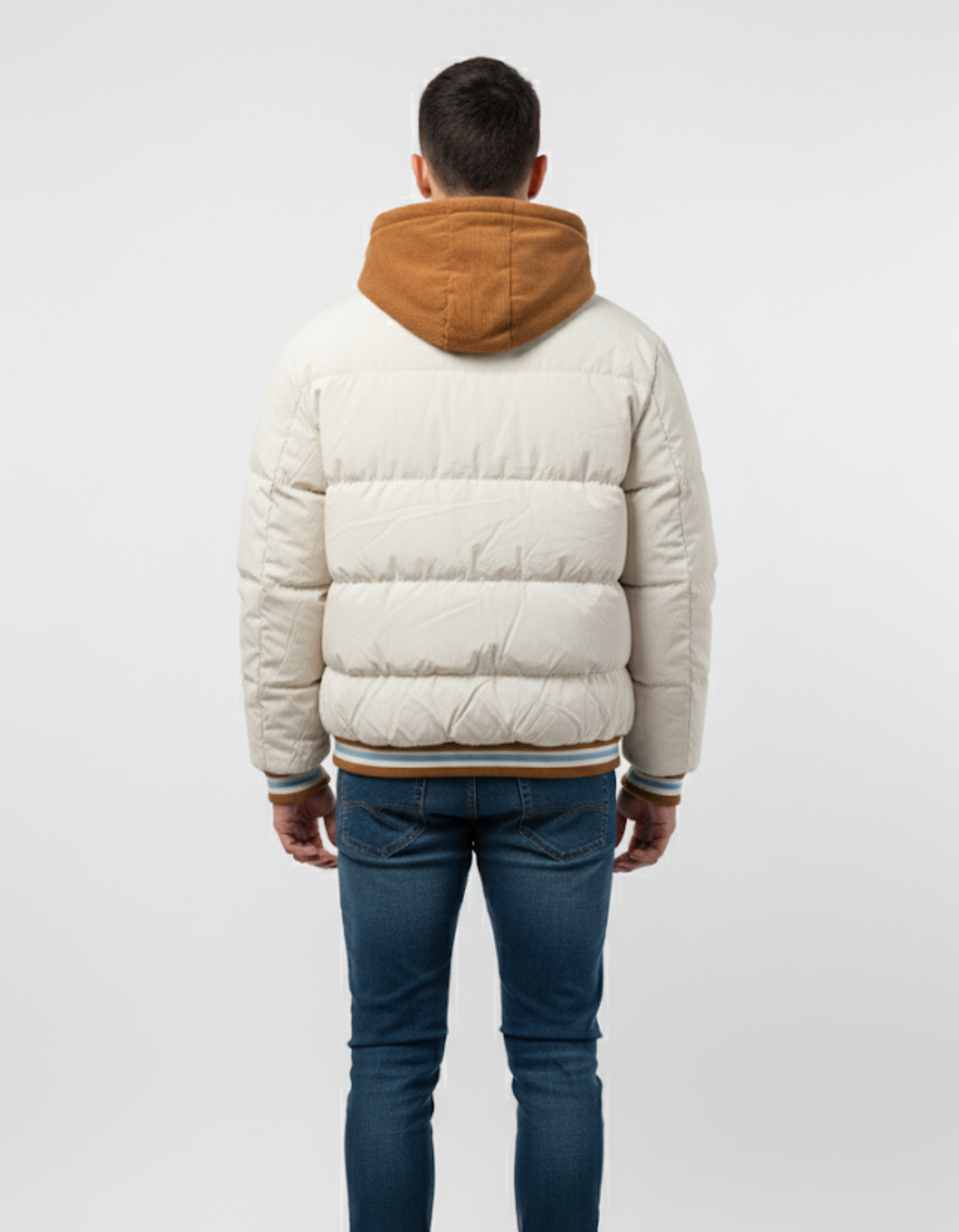 STAYING TRUE 'STRONG' Varsity Hooded Puffer Jacket - Coffee Brown | Ultimate Warmth, Layered Design & Street Style