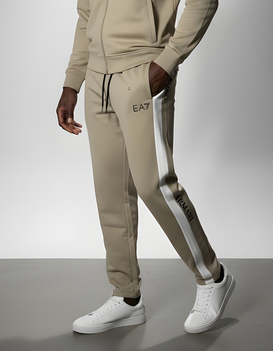 Armani EA7 Baggy Fit Beige Track Trouser