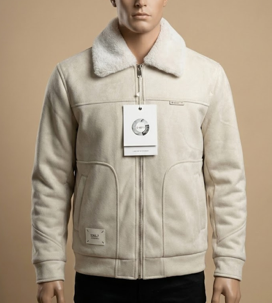 Men's Faux Suede Bomber Jacket