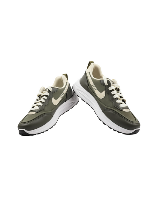 ONEZ 'Velocity 87' Retro Runner - Olive Green & Cream